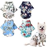 4 Stück Haustier Sommer Shirts Blumenmuster Welpen Kleidung Haustier Kleidung Strand Hundebekleidung Katzen Outfit Hemd Haustier Coole Kleidung für kleine bis mittelgroße Haustiere (XX-Large)