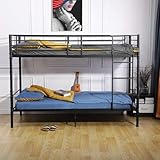 H.J WeDoo Metall Bett Etagenbett Stockbett Kinderbetten 90x200 cm,Hochbett Metallbett Jugendbett Doppelstockbett mit Lattenrost Schlafzimmer, Schwarz