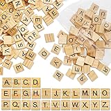 Oulesvte 100 Stück Scrabble Buchstaben Holz a bis Z Puzzle, Holz Fliesen mit Ziffern, Holz Buchstabe Fliesen zum Spielen, für Kindererziehung, Kinderspielzeug, Bastelarbeiten, Schlafzimmer Decor