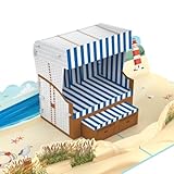 MOKIO® Pop-Up Karte – Strandkorb – 3D Geburtstagskarte für einen Nordsee oder Ostsee Urlaub, als Gutschein für eine Reise ans Meer