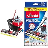 Vileda Ultramat Turbo XL Komplett Box Bodenwischer Set & Ultramax Power Nachfüllpack für Waschbürsten, Größe XL