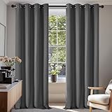 Deconovo Vorhänge Blickdicht Verdunkelungsvorhang mit Ösen Gardinen Wohnzimmer Schlafzimmer Ösenvorhang Wärmehaltung, 175x140 cm(HöhexBreite), Hellgrau, 2er Set