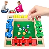 TOSAVGA Shut The Box, Shut The Box 4 Spieler, Würfelspiel aus Holz, Klassisches Holz Brettspiel mit 8 Würfe, Mathematik Lernspielzeug, Klappbrett Spiel für Partys, Kinder und Erwachsene