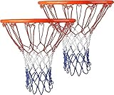 CMLLING Basketballnetz, 2 Stück, schweres Basketballnetz, 12 Schlaufen, Standard-Netze für Fitnessstudio, Schulen, dreifarbiger Basketballkorb für Outdoor-Indoor-Sport, stark und langlebig