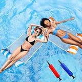 2er-Set 4-in-1 Wasserhängematte mit Netz & Aufblasbare Hängematte Pool – Pool-Hängematte & Wasser-Hängematte, Schwimmbett & Loungesessel für Erwachsene & Kinder – Blau & Orange
