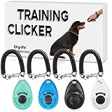 Diyife 4 Stück Hunde Clicker, Multi-Color Trainings-Clicker mit Handschlaufe, Klicker mit Großem Knopf, Hundeerziehung und Hundetraining, für Hund, Katze, Pferd (Cyan + Blau + Schwarz + Weiß)