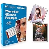 100 Blatt Fotopapier A4 hoch glänzend tintenstrahldrucker 240g/m² fotopapier Fotokarten Photokarten Sofort Trocken Wasserfest Hochweiß fotoblätter