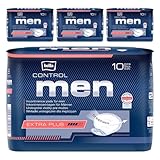 bella Control MEN Inkontinenz-Einlagen Extra Plus im 4er Pack (4x10 Stück) Hygieneeinlagen für leichte und mittlere Blasenschwäche für Männer, atmungsaktiv und sanft zur Haut