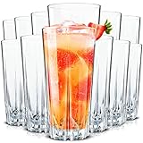 KONZEPT Cocktailgläser Set 12er 330ml, Trinkgläser Spülmaschinenfest, Geriffelte Gläser für Cocktails, Wasser, Saft, Mojito, Longdrinkgläser