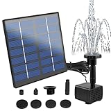 Solar Teichpumpe, Solar Springbrunnen 7V, 1.5W Wasserpumpe Solarpumpe mit 6 Fontänenstile, Garten Springbrunnenpumpe, Schwimmender Fontäne Pumpe für Wasserspiel VogelBad Fisch-Behälter, 160 L/H