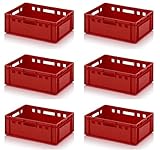 kistenkind 6x Fleischkiste E2 60x40x20 Metzgerkiste Eurofleischkiste rot inkl. Zollstock 6er Set