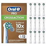 Oral-B Pro CrossAction – ORIGINAL Aufsteckbürsten für Elektrische Zahnbürste – Überlegene Zahnreinigung, Ersatzbürsten mit X-Borsten, Zahnbürstenaufsatz, Briefkastenfähige Verpackung – Weiß, 12 Stück