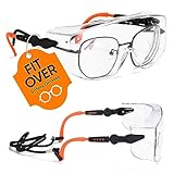 SAFEYEAR Schutzbrille für Brillenträger-SG009,Ausgestattet mit Anti-Kratzer und Anti-Fog Linsen UV400-Schutz,CE EN166-Zertifizierung，Mit Seitenschutz, umlaufender Brille, verstellbaren Brillenbeinen