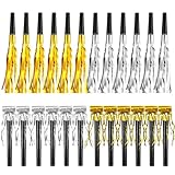 PPGGOPP Gold Tröten Kinder, 24pcs Zweifarbig Tröten Kindergeburtstag, Luftrüssel Partytröten, Partytröten Gold, Partytröten Geräuschmacher, Party Krachmacher, Gold und Silber Tröten Kinder