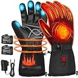 Beheizbare Handschuhe für Damen Herren,Verbesserte Wiederaufladbar 7.4V 6400mA Beheizte Ski Handschuhe,Wasserdicht Handwärmer für Winter Outdoor,Camping,Radfahren,Skifahren,Wandern,Arbeiten-Mittel