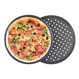 Generic 2er Set Pizzablech, ∅28cm Rund Pizza Backblech, Gelocht, Antihaft, Pizza & Flammkuchen, Carbonstahl, Knusperblech, Pizzaform (28cm / 11 Zoll), H50022