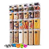 Eoszaous Vorratsdosen Luftdicht 30er Set, Aufbewahrungsbox Küche mit Deckel aus Plastik, Vorratsbehälter Vorratsdose Containers für Spaghetti, Mehl, Müsli, Cornflakes (2,8L 2L 1,4L 0,8L 0,52L)