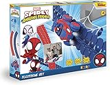 Smoby Toys - Spidey FleXtreme Rennbahn-Set (blau-rot) - flexible Kinder-Rennbahn inkl. 184 Schienenteile (4,40 Meter), Spidey Rennauto & Spinnennetz