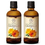 Calendula Öl 2x100ml - Calendula Officinalis - Rein & Natürlich - Ringelblumen Öl 200ml für Gesicht - Haare - Haut - Nägel - Hände - für Schönheit - Massage - Kosmetik - Körperpflege