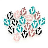 10Pcs Cross Silicone Beads Mix Color Cross Beads Colorful Mini Belief Loose Spacer Beads Silicone Beads Bulk for Keychain Bracelet Necklace Jewelry Making Craft DIY Random Color