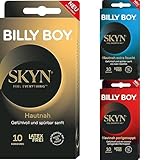 Bundle aus BILLY BOY SKYN latexfreien Kondomen: 10 x hautnah, 10 x extra feucht, 10 x perlgenoppt