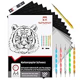 Raimarket 100 Blatt Schwarzes Kohlepapier Transferpapier | Zeichnen Von Entwürfen Mit Durchschlagpapier Pauspapier | Graphitpapier In Premium-qualität Carbon Paper