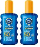 NIVEA SUN UV Dry Protect Sport Sonnenspray LSF 50 (200 ml), 100% transparenter Sonnenschutz speziell für Sportler, schweißresistente & extra wasserfeste Sonnencreme (Packung mit 2)