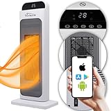 Tronitechnik® Turm-Keramik-Heizer 2000 Watt WiFi/APP gesteuert, Elektro-Heizer, Heizlüfter, PTC Keramikheizelement mit Fernbedienung, Oszillation, Timer, Kippsicherung, LCD Display