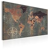 decomonkey Akustikbild Weltkarte 120x80 cm 1 Teilig Leinwand...