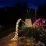 GuKKK Solar Gießkanne mit Solarlampen für Außen, Solarlampen für Außen Garten LED Lichter, Solar Gartendeko Modern Stil, Solar Lichterketten Aussen, Star Shower Garten Leuchten mit Halterung (Fächer)