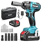 Uaoaii Akku Schlagschrauber 380 N.m, Schlagschrauber Akku LKW Reifenwechsel mit 4000 mAh Akku, Elektrischer Schlagbohrschrauber Bürstenloser Motor
