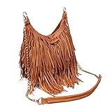 LUI SUI Damen handgefertigte Leder Franse Quaste Crossbody Hobo Schultertasche Umhängetaschen