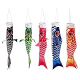 Changlesu 40cm Koi Nobori japanischen Stil Bunte Wind Socke Koinobori Fisch Anime Karpfen, die Kite-Fahnen Flagge hängende Dekoration (Schwarz)