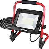 LED Baustrahler 50W, HYCHIKA LED Flutlicht 5500 LM 6500K, Wasserdichtes IP65 Arbeitsleuchter Drehbar, 3 m Kabel mit Stecker für Werkstatt Baustelle