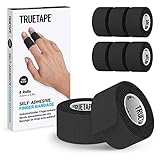 TRUETAPE Fingerpflaster | 8x Rollen selbsthaftende Pflaster für die Finger (2,5cm x 4,5m) | Tape Verband selbstklebend I Schmutzabweisendes Pflasterband I schmale Haftbandage (Schwarz)