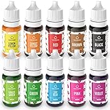 Lebensmittelfarbe 10x10ml Hochkonzentriert Lebensmittelfarbe Flüssig für Backen, Kuchen, Macaron, Kekse, Kuchendekoration Backen Farbe Glutenfrei Zuckerfrei Dessert