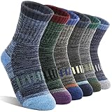 6 Paar Thermosocken aus Merinowolle für Jungen und Mädchen, thermisch, dick gepolstert, feuchtigkeitsableitend, Verschiedene Streifen, 12-15 Years