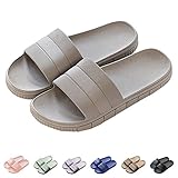 Herren/Damen Badeschuhe Hausschuhe Slippers Sommer Slide Pantoletten Badelatschen Strand Indoor/Outdoor Rutschfest Baden Unisex Einfarbig,Grau,40-41 EU