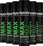 Syoss Haarspray Max Hold 6er Pack (6x 400ml) Halt 5, Haarspray mit 48h mega starkem Halt, schnell trocknendes Styling Spray für mega Widerstandskraft, leicht auszubürsten