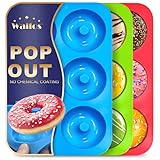 Walfos Silikon Doughnut Form - Antihaft Silikon Pfannen Set, einfach herausspringen! Hitzebeständig, für perfekte Donut-Kuchen, Kekse und Bagels, BPA-frei und spülmaschinenfest, 3er-Set