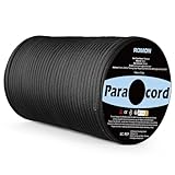 Romon Paracord 4mm, 100M Paracord Schnüre Seil 9 Kern-Strängen Paracord Bänder, Schnur Reissfest Seil Sonnensegel, Nylon Paracord Survival Paracord Reepschnur für Outdoor Survival Camping, Schwarz