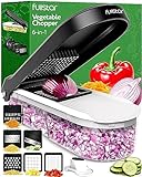 Gemüseschneider Mandoline Gemüsehobel - Gemüse Schneider Zwiebelschneider Kartoffelschneider Obstschneider - Vegetable Chopper Cutter Dicer (6-in-1 Mini - Weiß)