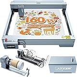 ATEZR V35 Plus 160W Laser Graviermaschine Kombi-Set mit Air Assist und Rotationswalze, 30W CNC Lasergravierer und Laser Cutter, 430mm² Arbeitsbereich, PC/Mobil, Ultrafeiner Laser für Holz/Metall/Glas