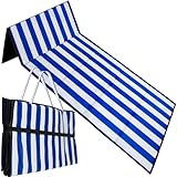 TRIZAND Strandmatte Faltbar Tragegriff 190x66 cm Blau-Weiß Gestreift - Strandmatte Gepolstert Isoliermatte für Steiniger - Liegen Wasserdicht 23137