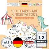 Papierdrachen 100 besonders hautfreundliche Kindertattoos - Tattoos Bunter Mix - kindgerechte Designs - als Geburtstagsmitgebsel oder Geschenkidee - 100% vegan & dermatologisch getestet