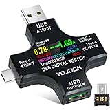 YOJOCK Tester Messgerät 2-in-1 USB C Strommessgerät LCD...