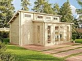 Alpholz Gartenhaus Lausitz-40 aus Massiv-Holz | Gerätehaus mit 40 mm Wandstärke | Garten Holzhaus inklusive Montagematerial | Geräteschuppen Größe: 570 x 420 cm | Pultdach