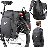 Valkental - Hochwertige & Nachhaltige Fahrradtasche - 23L - Geeignet als Gepäckträgertasche, Rucksack & Umhängetasche - Wasserfest & Reflektierend