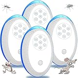 Ultraschall-Schädlingsvertreiber, elektronische Insektenschutz-Mausefallen, 4 Packungen für den Innenbereich, Mückenspinnen-Abwehr-Plugin, effiziente Abwehr von Ratten, Spinnen, Mücken, Mäusen