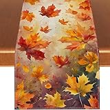 Fesnova Herbstdeko Tischläufer mit Herbstliche Ahornblätter,Herbst Deko Gelb Orange,Tischläufer Herbst 33x183cm fürHerbstdekoration für Indoor Outdoor Herbst Thanksgiving Bauernhaus Dekoration